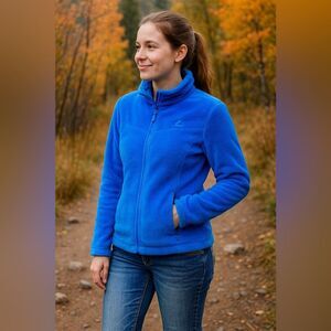 Snozu Performance Women’s Blue Fleece Jacket Size M Zip Front Soft Warm